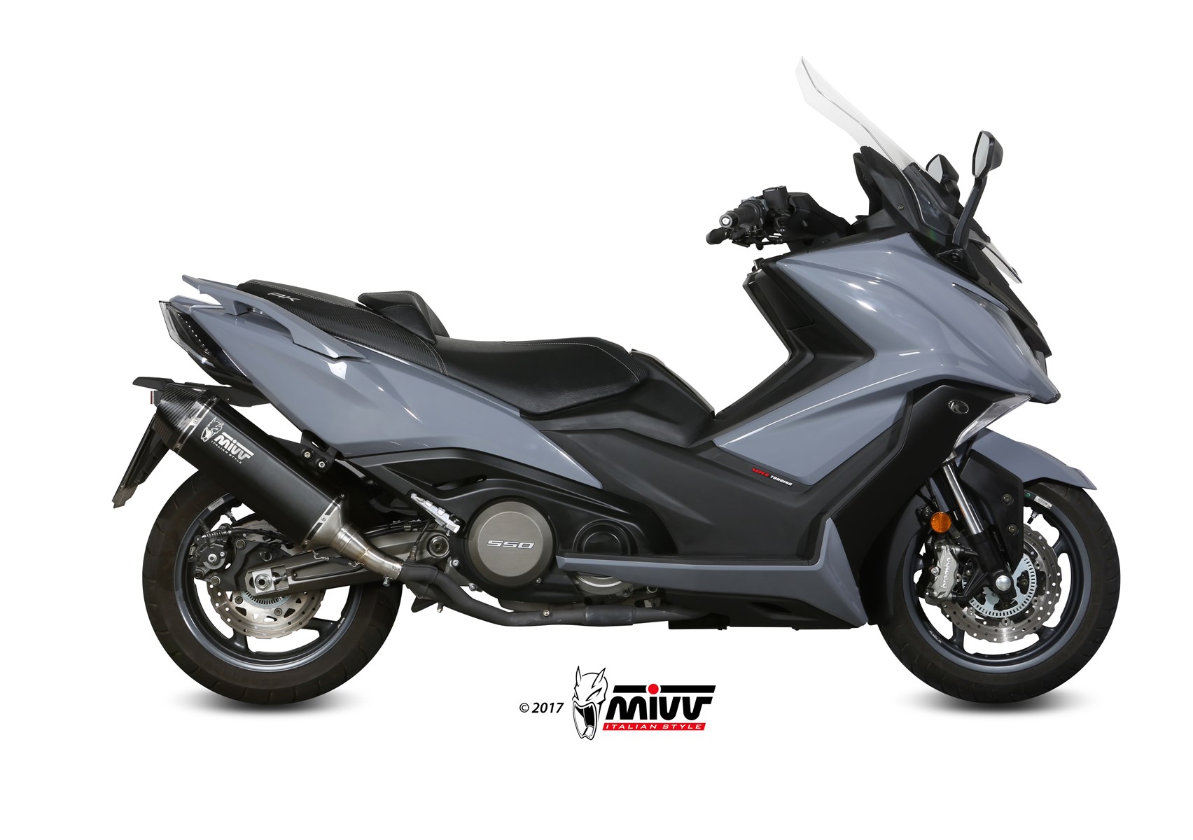 mivv-speed-edge-black-o-009-lrb-slip-on-per-kymco-ak-550-2017-2020 image 2