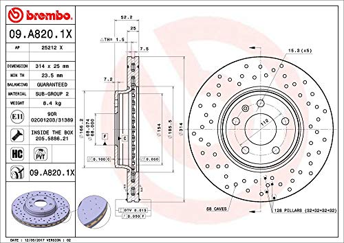 brembo-xtra-09-a820-1x-disco-freno-forato-anteriore-314-mm image 4