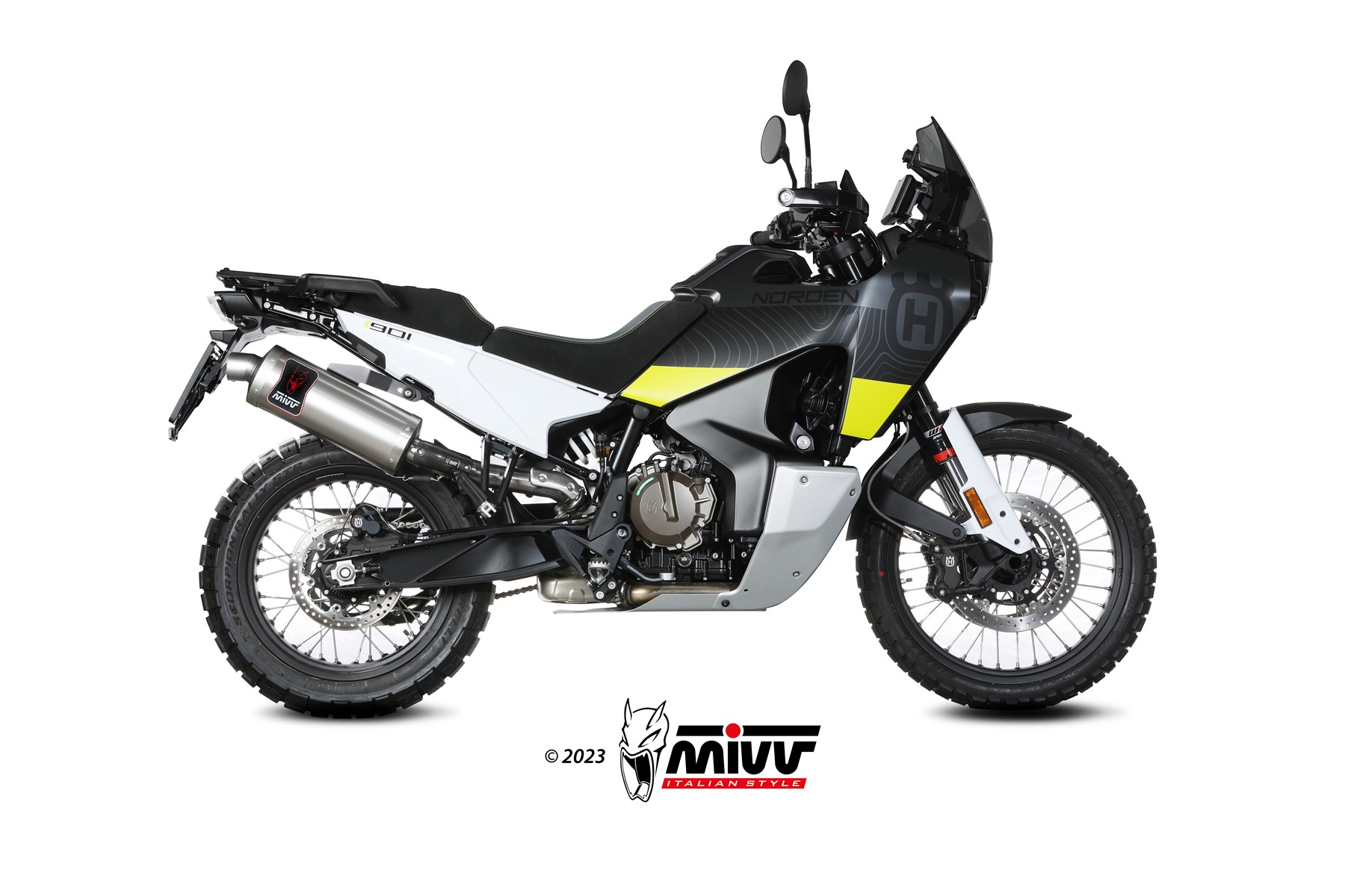 mivv-dakar-hu-002-lekx-slip-on-acciaio-per-husqvarna-norden-901-2022-2024 image 2