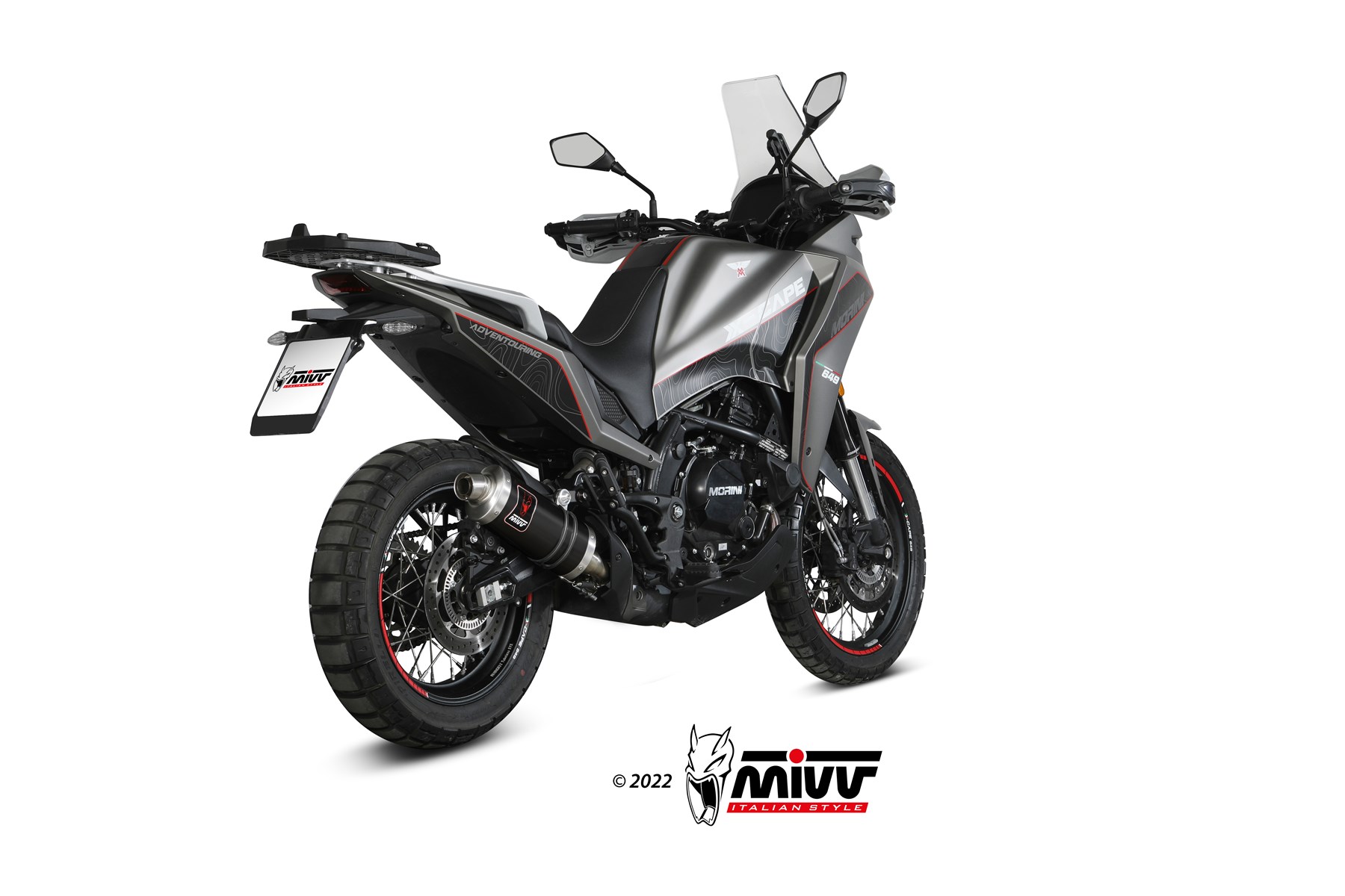 scarico-slip-on-mivv-mm-001-ldkb-dakar-black-per-moto-morini-x-cape-2021-2024 image 3