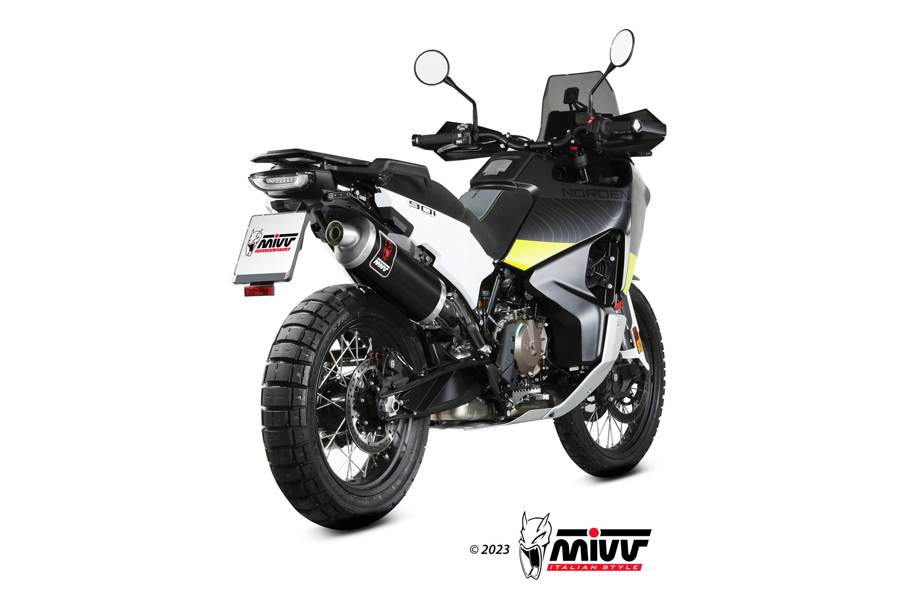mivv-dakar-black-hu-002-lekb-slip-on-per-husqvarna-norden-901-2022-2024 image 3
